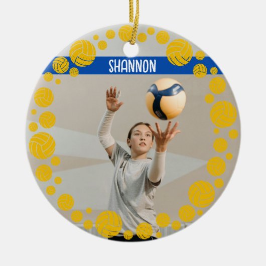 Custom Volleyball Picture Name Year セラミックオーナメント (正面)