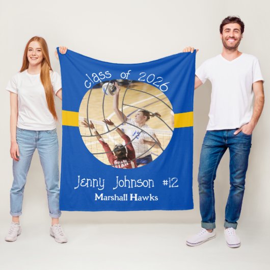 Custom Volleyball Picture Senior Night Graduation フリースブランケット (インサイチュ)