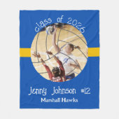 Custom Volleyball Picture Senior Night Graduation フリースブランケット (正面)
