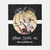 Custom Volleyball Picture Senior Night Graduation フリースブランケット (正面)