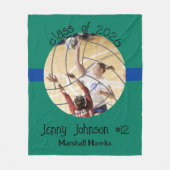 Custom Volleyball Picture Senior Night Graduation フリースブランケット (正面)