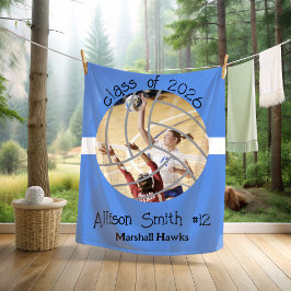 Custom Volleyball Picture Senior Night Graduation フリースブランケット