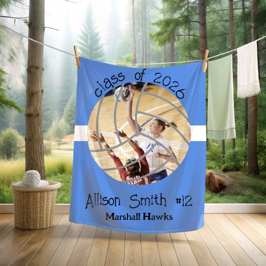Custom Volleyball Picture Senior Night Graduation フリースブランケット