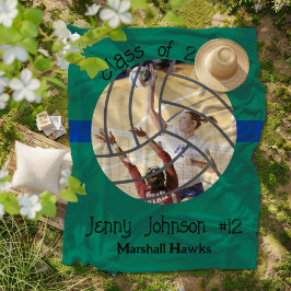 Custom Volleyball Picture Senior Night Graduation フリースブランケット