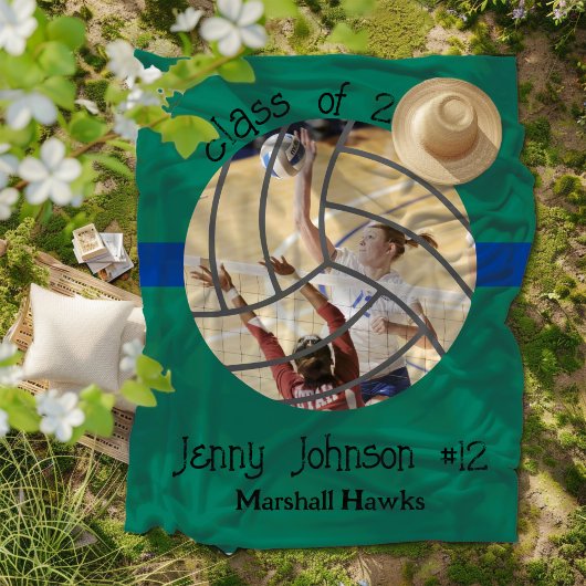 Custom Volleyball Picture Senior Night Graduation フリースブランケット