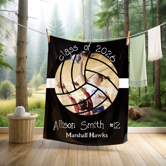Custom Volleyball Picture Senior Night Graduation フリースブランケット