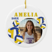 Custom Volleyball Player Photo Christmas Ornament セラミックオーナメント (裏面)
