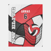 Custom - Volleyball Sport in Red, White & Black フリースブランケット (正面)