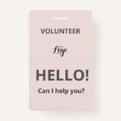 Custom Volunteer - Blush pass charity logo lanyard バッジ (正面)