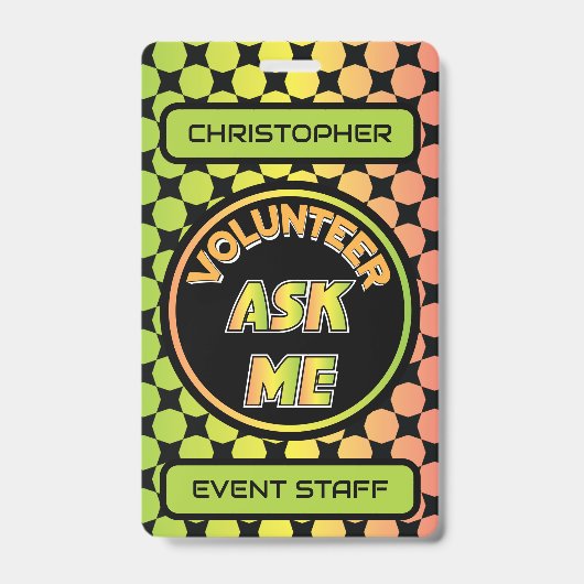 Custom Volunteer Event Staff Badge バッジ (正面)