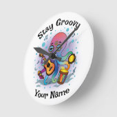 Custom Wall Clock | Retro Octopus | Name & Text ラウンド壁時計 (傾斜)