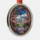 Custom Washington DC Dated Cherry Blossom  メタルオーナメント (右)