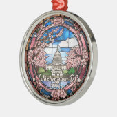 Custom Washington DC Dated Cherry Blossom  メタルオーナメント (左)