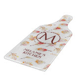 Custom Watercolor Autumn Monogram Kitchen Glass カッティングボード (角)