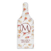 Custom Watercolor Autumn Monogram Kitchen Glass カッティングボード (正面)