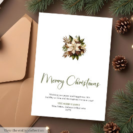 Custom Watercolor Botanical Christmas Greeting  シーズンカード