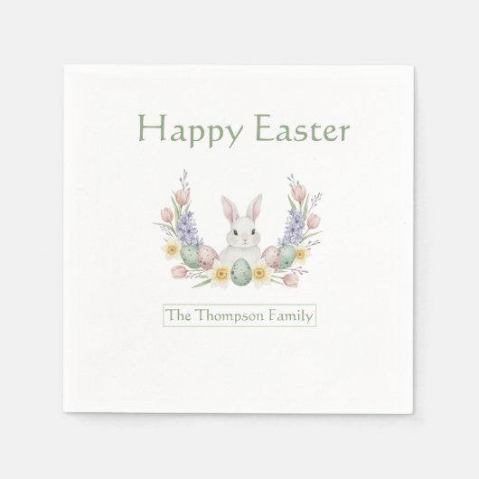 Custom Watercolor Bunny Easter Paper Naapkins スタンダードカクテルナプキン (正面)
