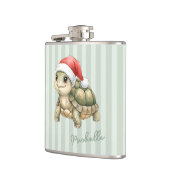 Custom Watercolor Christmas Tortoise Santa Hat フラスク (左)