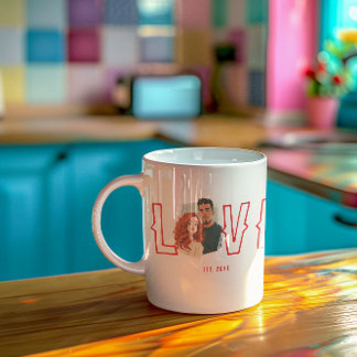 Custom Watercolor Couple Portrait Love コーヒーマグカップ