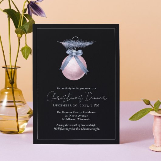 Custom Watercolor Elegant Christmas Dinner 招待状