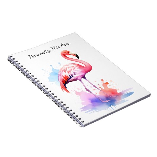 Custom Watercolor Flamingo Notebook ノートブック (右側)