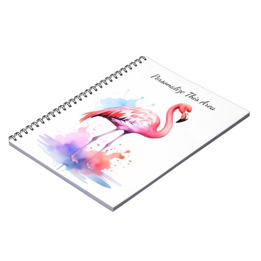 Custom Watercolor Flamingo Notebook ノートブック (左側)