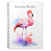 Custom Watercolor Flamingo Notebook ノートブック (正面)