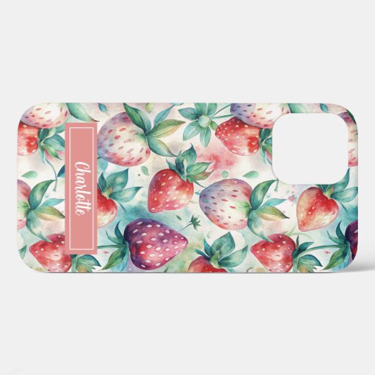 Custom Watercolor Fresh Strawberries Case-Mate iPhoneケース (裏面 (横))