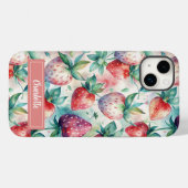 Custom Watercolor Fresh Strawberries Case-Mate iPhoneケース (裏面 (横))