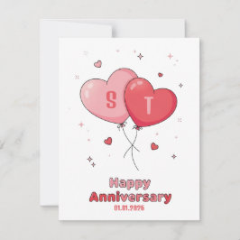 Custom Watercolor Heart Couple Anniversary Card シーズンカード