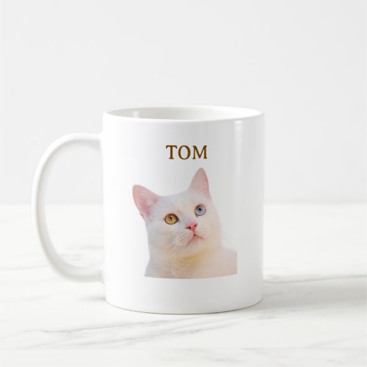 Custom Watercolor Pet Cat Portrait Coffee Mug コーヒーマグカップ (左)