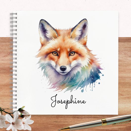 Custom Watercolor Red Fox Personalized ノートブック
