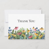 Custom Watercolor Wildflowers Thank You Flat ノートカード (正面)