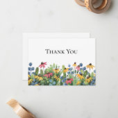 Custom Watercolor Wildflowers Thank You Flat ノートカード (正面/裏面インサイチュ)