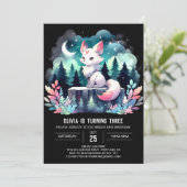 Custom Watercolor Wolf Birthday 招待状 (スタンド正面)