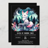 Custom Watercolor Wolf Birthday 招待状 (正面/裏面)