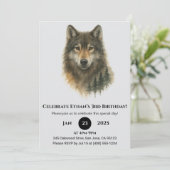 Custom Watercolor Wolf Birthday  招待状 (スタンド正面)