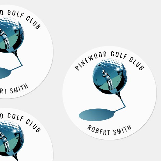 Custom Waterproof Golf Club Name Round ラベル