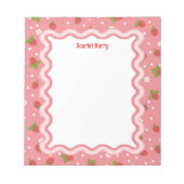 Custom Wavy Border Strawberry Pattern Personalized ノートパッド (正面)