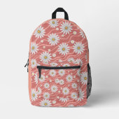 Custom Wavy Pink Daisies プリントバックパック (正面)