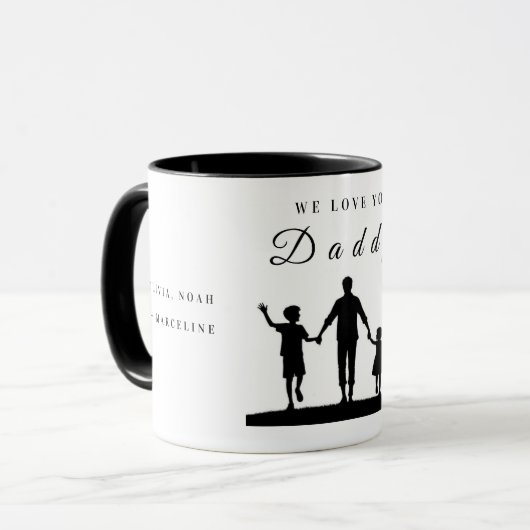 Custom “We Love You Daddy” Silhouette Art マグカップ (正面左)
