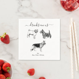Custom Wedding 3 Dogs I Do Animal Pet Illustration スタンダードカクテルナプキン