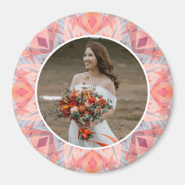 Custom Wedding Anniversary Pink Peach Star Photo マグネット