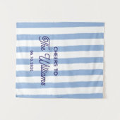 Custom Wedding Blue Stripe タペストリー (正面(横))