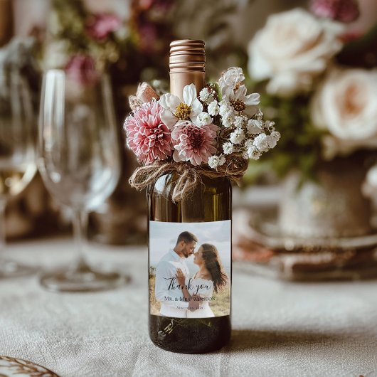 Custom Wedding Bride and Groom's Photo ワインラベル