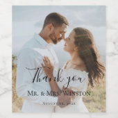 Custom Wedding Bride and Groom's Photo ワインラベル (シングルラベル)