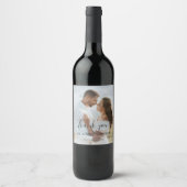 Custom Wedding Bride and Groom's Photo ワインラベル (正面)