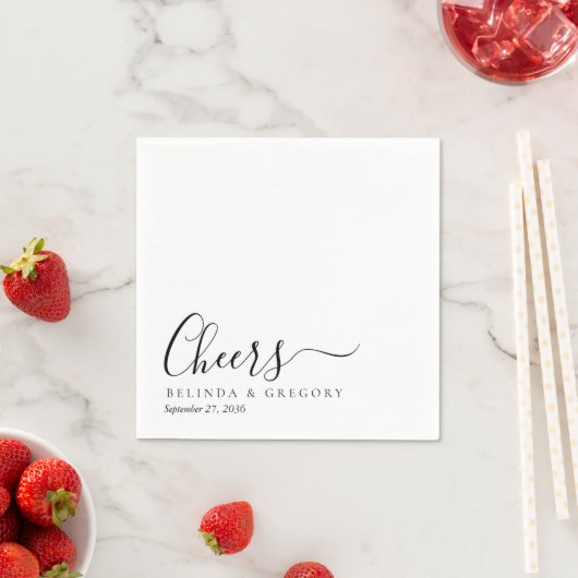 Custom Wedding Cheers Cocktail Modern Napkins スタンダードカクテルナプキン (インサイチュ)