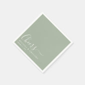 Custom Wedding Cheers Cocktail Sage Green Napkins スタンダードカクテルナプキン (角)
