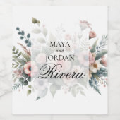  Custom Wedding Floral Design ワインラベル (シングルラベル)